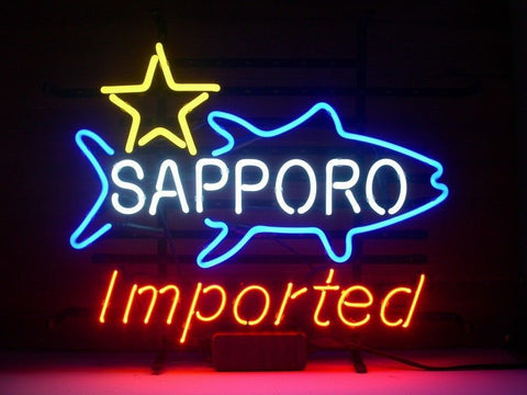 Imported Sapporo Fish Seafood Neon Sign Lamp Light