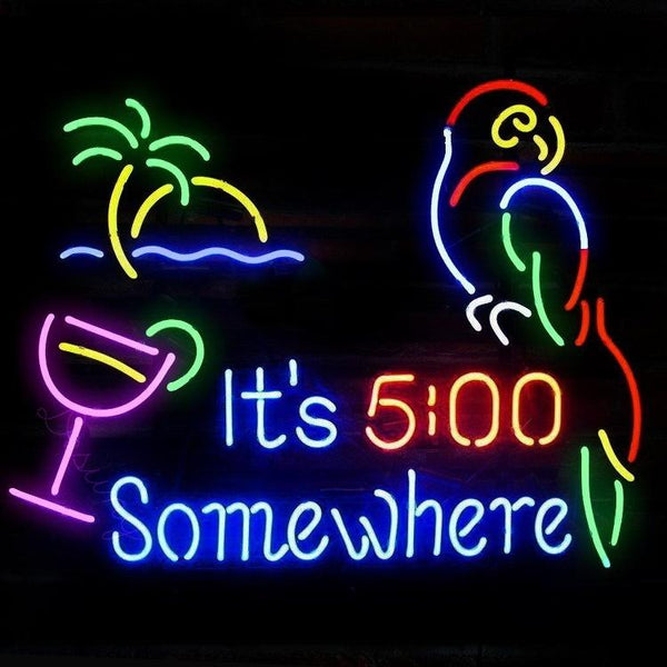 New It's 5:00 Somewhere Parrot Beer Bar Neon Sign