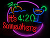 It's 4 20 Somewhere High Life Leaf Palm Tree Weeds Neon Sign Light Lamp