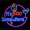 It's 500 Somewhere Parrot Cup Martini Glass Neon Light Sign Lamp