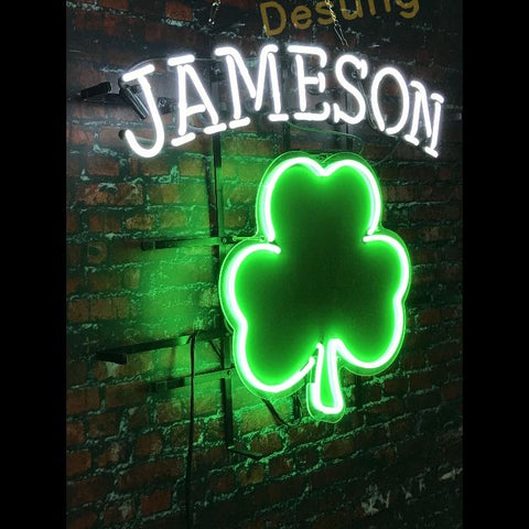 Desung Jameson Irish Whiskey (Alcohol - Whiskey) vivid neon sign, front view, turned on