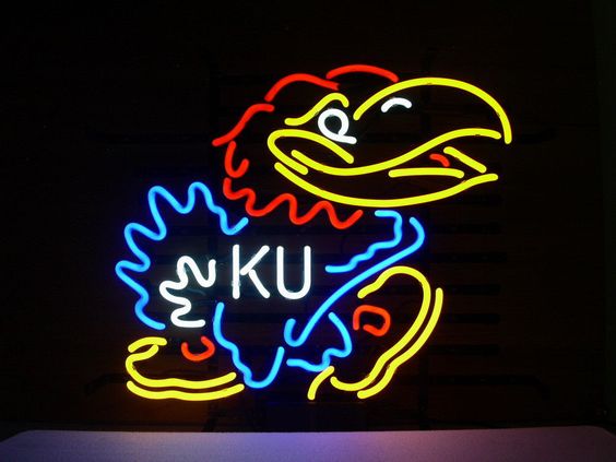 Kansas Jayhawks Mascot Neon Sign Light Lamp