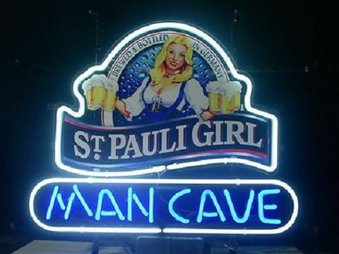 Man Cave St. Pauli Girl Neon Sign Light Lamp