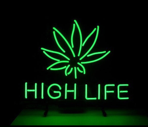 Marijuana Hemp Leaf High Life Neon Sign Light Lamp