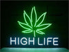 Marijuana Hemp Leaf High Life Bar Neon Sign Light Lamp