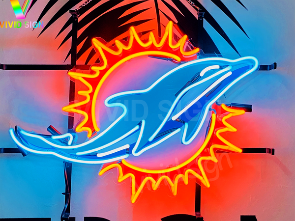 Miami Dolphins Logo HD Vivid Neon Sign Light Lamp