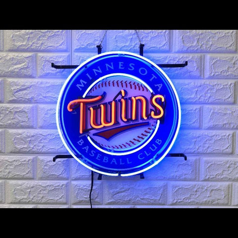 Desung Minnesota Twins (Sports - Baseball) vivid neon sign, front view, turned on