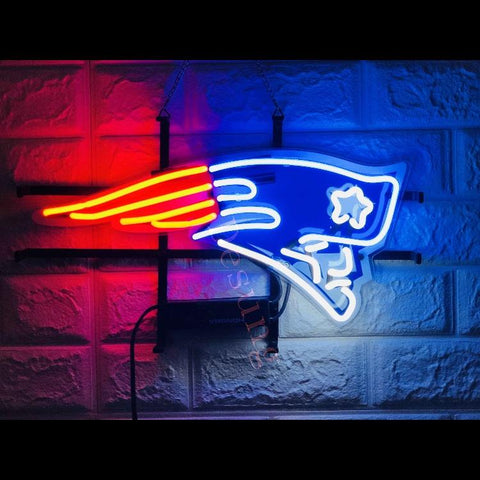 Desung New England Patriots (Sports - Football) vivid neon sign, front view, turned on