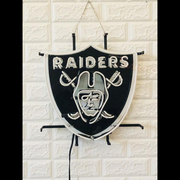 Desung Oakland Raiders (Sports - Football) vivid neon sign, front view, turned off