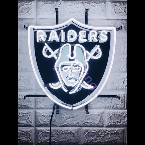 Desung Oakland Raiders (Sports - Football) vivid neon sign, front view, turned on