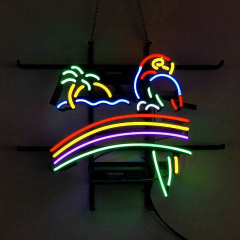 Parrot Palm Tree Rainbow Neon Sign Lamp Light