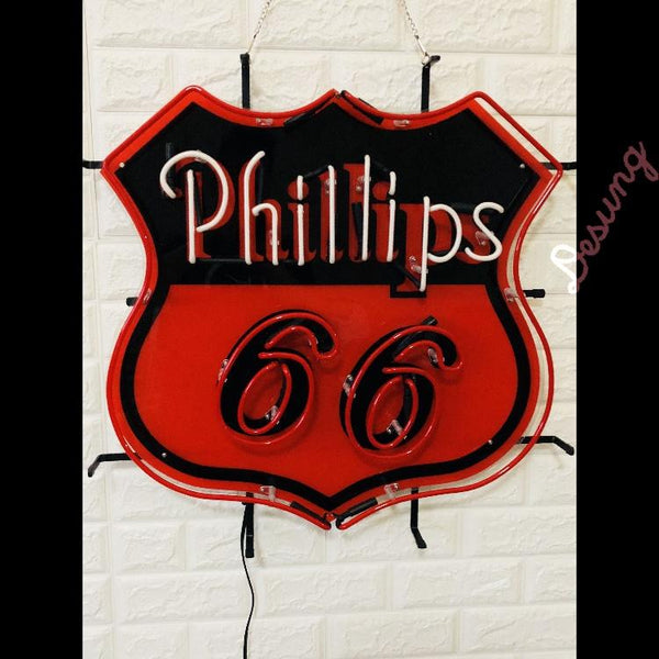 Desung Phillips 66 (Business - Gas Station) vivid neon sign, front view, turned off