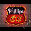 Desung Phillips 66 (Business - Gas Station) vivid neon sign, front view, turned on