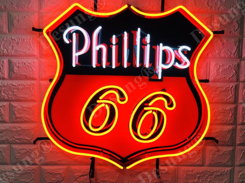 Phillips 66 Gas Gasoline HD Vivid Neon Sign Light Lamp