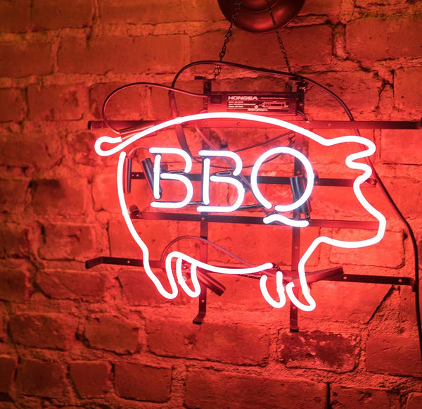 Pig BBQ Barbeque Grill Open Neon Sign Light Lamp