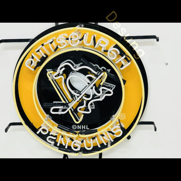 Desung Pittsburgh Penguin (Sports - Hokey) vivid neon sign, front view, turned off