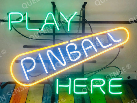 Play Pinball Here Bar Game Neon Sign Lamp Light