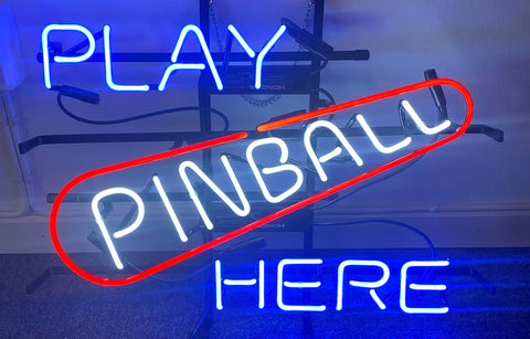 Play Pinball Here Bar Game Room Neon Sign Lamp Light