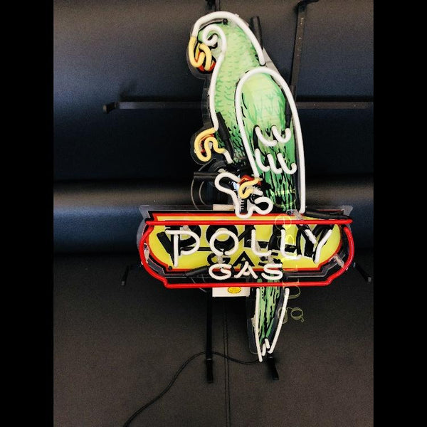 Desung Polly Gasoline Motor Oil (Business - Gas Station) vivid neon sign, front view, turned off