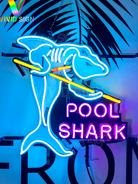 Pool Shark Billiards Purple HD Vivid Neon Sign Lamp Light