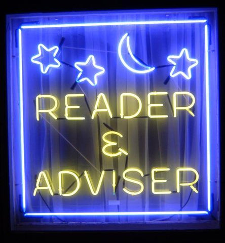 Psychic Reader Adviser Moon Stars Neon Sign Light Lamp