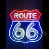 Desung Route 66 (Business - Road) vivid neon sign, front view, turned on