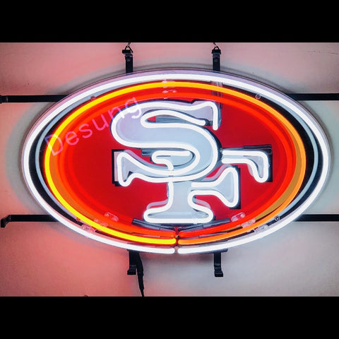 Desung San Francisco 49ers (Sports - Football) vivid neon sign, front view, turned on