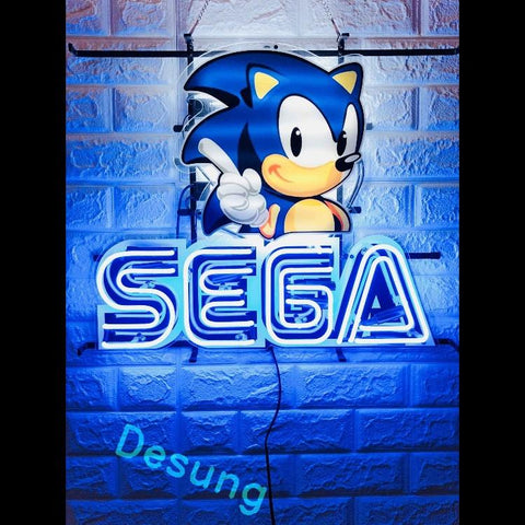 Desung SEGA (Business - Game) vivid neon sign, front view, turned on