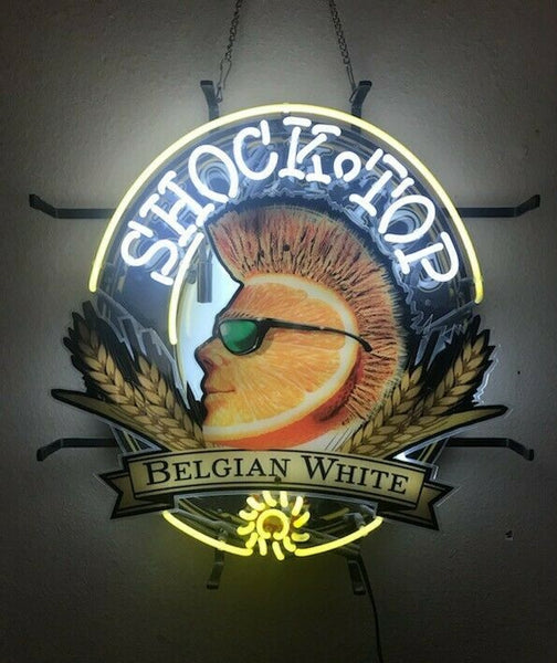 Shock Top Belgian White Neon Sign Light Lamp with HD Vivid Printing