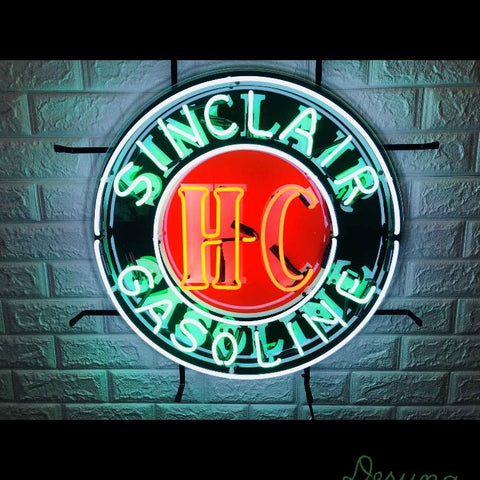 Desung Sinclair Gasoline HC (Business - Gas Station) vivid neon sign, front view, turned on