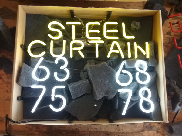Pittsburgh Steelers Steel Curtain Logo Neon Sign Light Lamp
