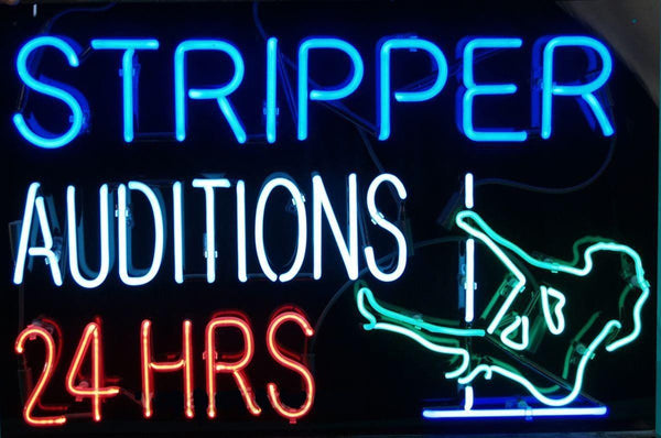 Stripper Auditions 24 Hrs Live Nudes Girl Neon Sign Light Lamp