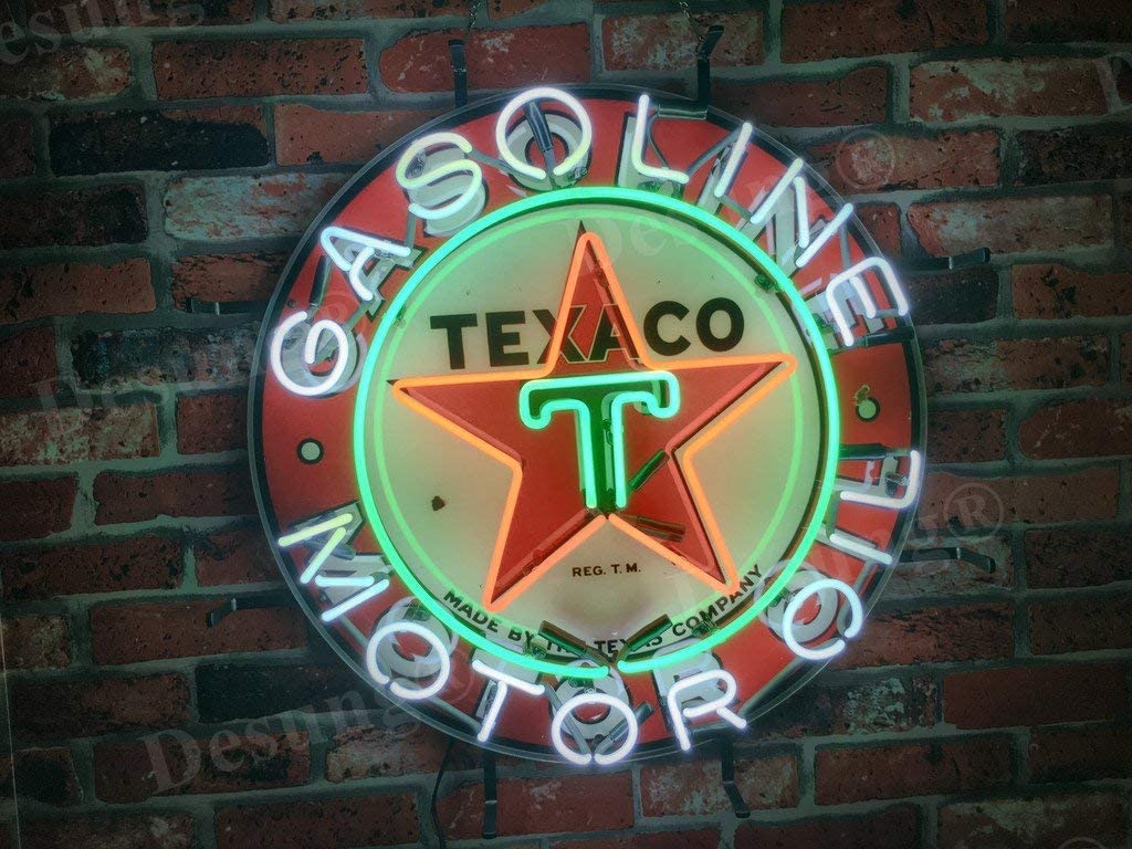 Texaco Gasoline Motor Oil Gas Station Lamp Light Neon Sign with HD Viv ...