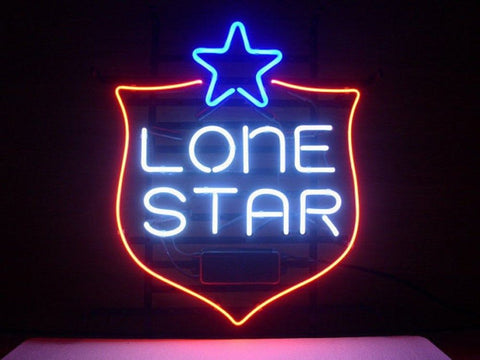 Texas Lone Star Beer Shield Bar Logo Neon Sign Lamp Light