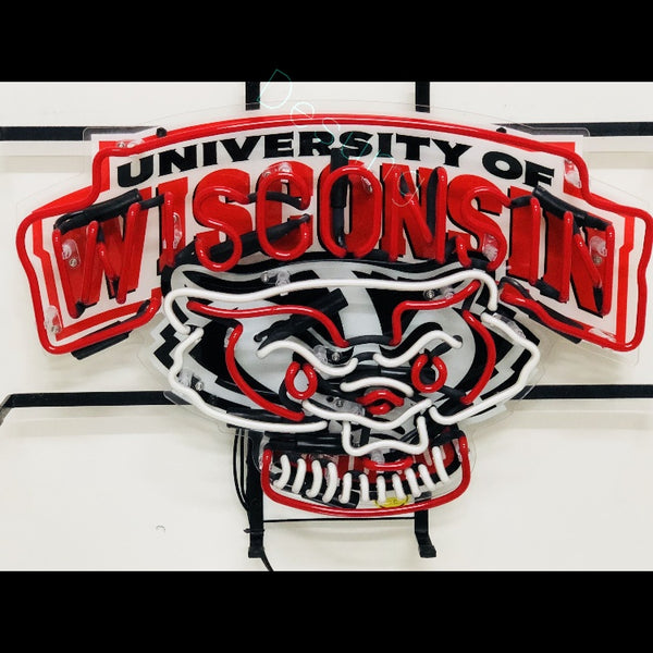 Desung Wisconsin Badgers (Sports - Football) vivid neon sign, front view, turned off