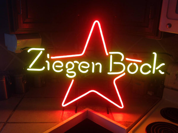 Ziegenbock Beer Texas Star Neon Sign Light Lamp