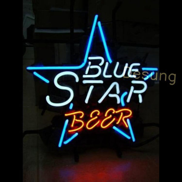 Desung Blue Star Beer Neon Sign alcohol 124BR294BSB 1807 24" beer bar