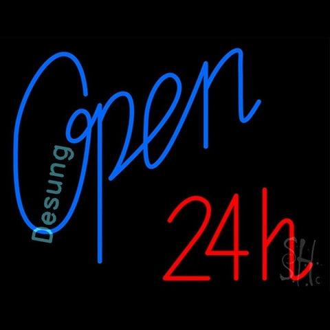 Desung Open 24 Hours Blue Red Neon Sign business 120OP406OHB 1919 20" open