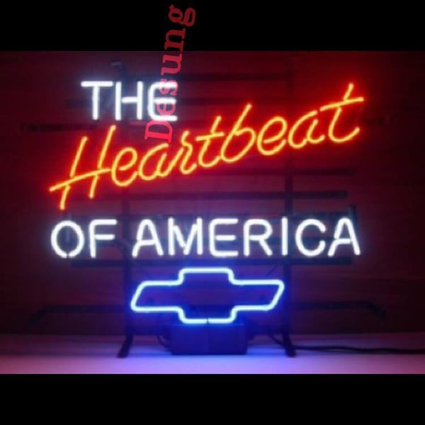 Desung the Heartbeat of America Chevy Chevrolet Neon Sign auto 120AM185THA 1698 20"